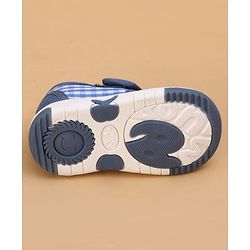 Cute Walk by Babyhug Velcro Closure Checked Musical Causal Shoes With Football Applique - Blue