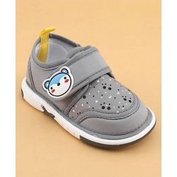 Cute Walk by Babyhug Velcro Closure Musical Shoes With Animal Applique - Grey