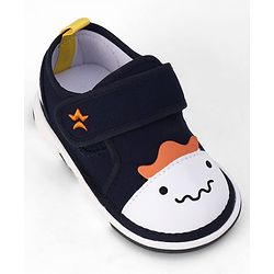 Cute Walk by Babyhug Velcro Closure Animal Face Printed Musical Casual Shoes - Navy Blue