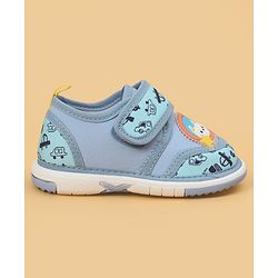 Cute Walk by Babyhug Velcro Closure Car Printed Casual Shoes - Blue
