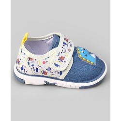 Cute Walk by Babyhug Velcro Closure Musical Shoes With Dino Applique - Blue