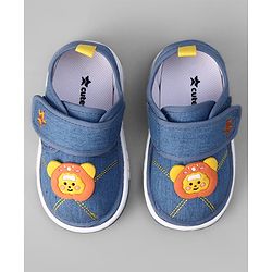 Cute Walk by Babyhug Velcro Closure Musical Casual Shoes With Lion Applique - Blue