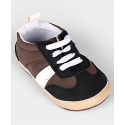 Cute Walk by Babyhug Lace Up Solid Booties - Black