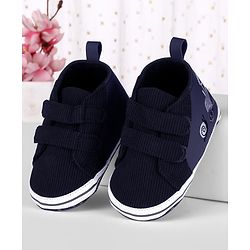 Cute Walk by Babyhug Velcro Closure Solid Booties - Navy Blue