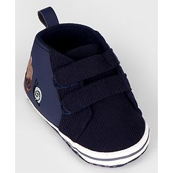 Cute Walk by Babyhug Velcro Closure Solid Booties - Navy Blue