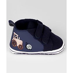Cute Walk by Babyhug Velcro Closure Solid Booties - Navy Blue