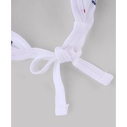 Babyhug 100% Cotton Interlock Knit Ear Flap Cap with Cherry Print White - Diameter 16 cm