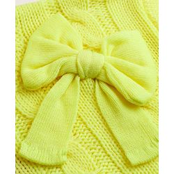 Babyhug Knit Pullover with Full Sleeves, Bow Applique in Yellow for 9-12 Months