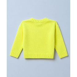 Babyhug Knit Pullover with Full Sleeves, Bow Applique in Yellow for 9-12 Months
