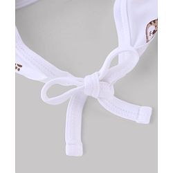 Babyhug 100% Cotton Interlock Knit Ear Flap Cap with Tiger Print White - Diameter 16 cm