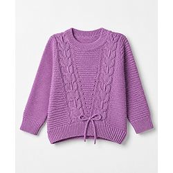 Babyhug Cable Knit Pullover with Full Sleeves in Purple