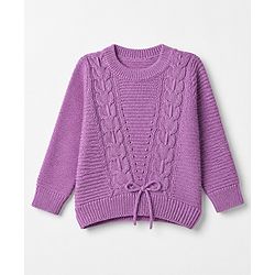 Babyhug Cable Knit Pullover with Full Sleeves in Purple