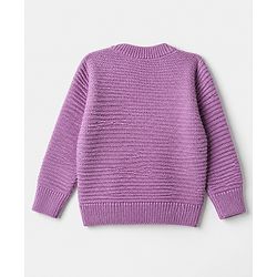 Babyhug Cable Knit Pullover with Full Sleeves in Purple