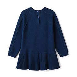 Babyhug Sweater-knit Full Sleeves Woolen Dress with Cable knit Design - Green