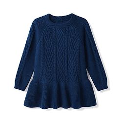Babyhug Sweater-knit Full Sleeves Woolen Dress with Cable knit Design - Green