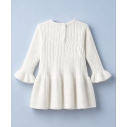 Babyhug Knit Woolen Dress with Full Sleeves and Bow Applique in Pink for 9-12 Months