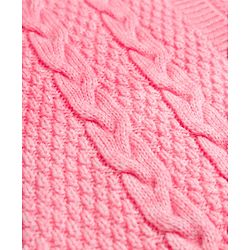 Babyhug Knit Full Sleeves Hooded Sweater With Cable Knit  Design - Pink & White