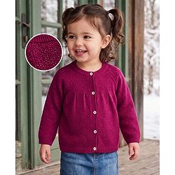 Babyhug Knit Full Sleeves Front Open Sweater With Glitter Print - Butgandy