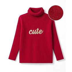 Babyhug Knit Full Sleeves Text Embroidered Pullover Sweater - White