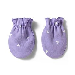 Babyhug 100% Cotton Interlock Knit Striped Mittens with Heart Print Pack of 3 - Purple & Pink