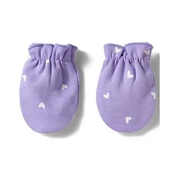 Babyhug 100% Cotton Interlock Knit Striped Mittens with Heart Print Pack of 3 - Purple & Pink