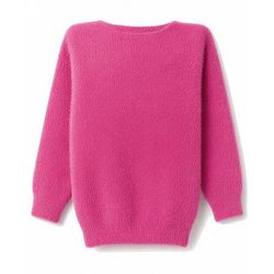Babyhug Knit Full Sleeves Pullovers With Kitten Applique -  Pink