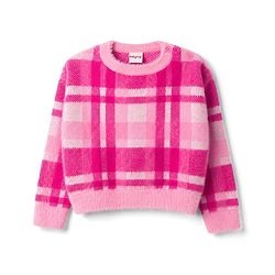 Babyhug Knit Full Sleeves Checked Pullover Sweater - Pink