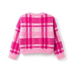 Babyhug Knit Full Sleeves Checked Pullover Sweater - Pink