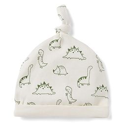 Babyhug 100% Cotton Knit Interlock Caps with Animal & Striped Print Pack of 2 in White - Diameter 16.50 cm