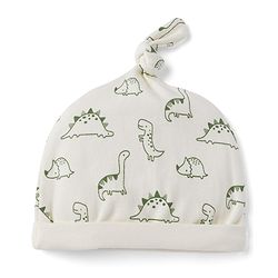 Babyhug 100% Cotton Knit Interlock Caps with Animal & Striped Print Pack of 2 in White - Diameter 16.50 cm