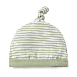 Babyhug 100% Cotton Knit Interlock Caps with Animal & Striped Print Pack of 2 in White - Diameter 16.50 cm