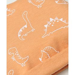 Babyhug 100% Cotton Interlock Knit Solid Cap Mittens & Booties With Animal Print Peach - Diameter 14 cm
