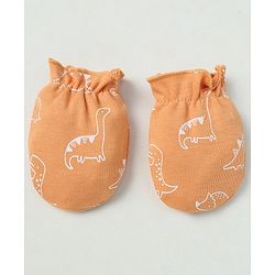 Babyhug 100% Cotton Interlock Knit Solid Cap Mittens & Booties With Animal Print Peach - Diameter 14 cm