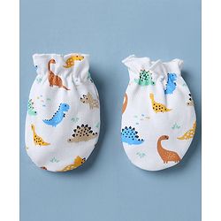 Babyhug 100% Cotton Interlock Knit Caps Mittens & Booties with Bow Applique & Floral Print Light Pink - Diameter 16 cm