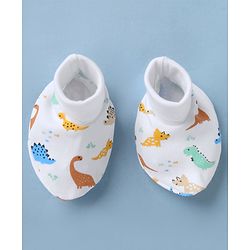 Babyhug 100% Cotton Interlock Knit Caps Mittens & Booties with Bow Applique & Floral Print Light Pink - Diameter 16 cm