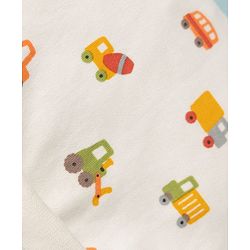 Babyhug 100% Cotton Interlock Knit Cap Mittens & Booties with Vehicle Print White - Diameter 15 cm