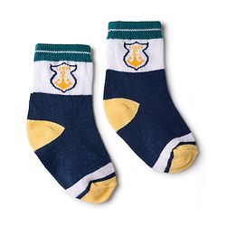 Cute Walk by Babyhug Knit Ankle Length Antibacterial Socks with Stripes & Boat Design Pack of 3 - Navy Blue