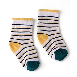 Cute Walk by Babyhug Knit Ankle Length Antibacterial Socks with Stripes & Boat Design Pack of 3 - Navy Blue