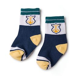 Cute Walk by Babyhug Knit Ankle Length Antibacterial Socks with Stripes & Boat Design Pack of 3 - Navy Blue