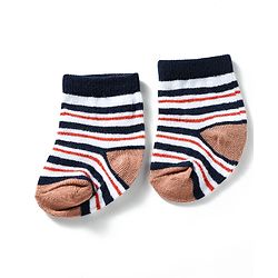 Cute Walk by Babyhug Knit Ankle Length Antibacterial Socks With Bear & Striped Design Pack Of 3 - Navy & White