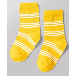 Cute Walk by Babyhug Non Terry Knit Anti-bacterial Ankle Length Striped Socks With Animal Design Pack of 3 -  Black, White & Yellow