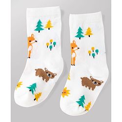Cute Walk by Babyhug Non Terry Knit Anti-bacterial Ankle Length Striped Socks With Animal Design Pack of 3 -  Black, White & Yellow