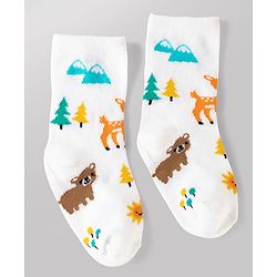 Cute Walk by Babyhug Non Terry Knit Anti-bacterial Ankle Length Striped Socks With Animal Design Pack of 3 -  Black, White & Yellow