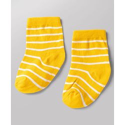 Cute Walk by Babyhug Non Terry Knit Anti-bacterial Ankle Length Striped Socks With Animal Design Pack of 3 - Green, White & Yellow