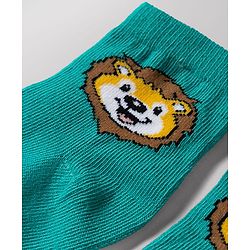 Cute Walk by Babyhug Non Terry Knit Anti-bacterial Ankle Length Striped Socks With Animal Design Pack of 3 - Green, White & Yellow
