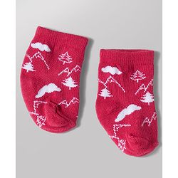 Cute Walk by Babyhug Knit Ankle Length Antibacterial Socks with Bear Design Pack of 3 - Blue & Red