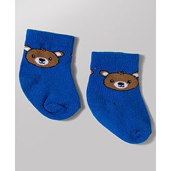 Cute Walk by Babyhug Knit Ankle Length Antibacterial Socks with Bear Design Pack of 3 - Blue & Red