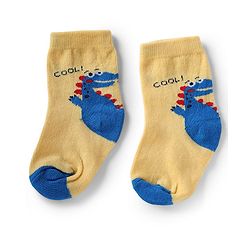 Cute Walk by Babyhug Non Terry Knit Anti-Bacterial Ankle Length Socks With Dino & Text Design Pack of 3 - Beige, Green & Navy Blue
