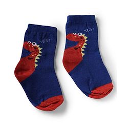 Cute Walk by Babyhug Non Terry Knit Anti-Bacterial Ankle Length Socks With Dino & Text Design Pack of 3 - Beige, Green & Navy Blue