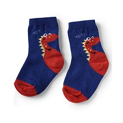 Cute Walk by Babyhug Non Terry Knit Anti-Bacterial Ankle Length Socks With Dino & Text Design Pack of 3 - Beige, Green & Navy Blue